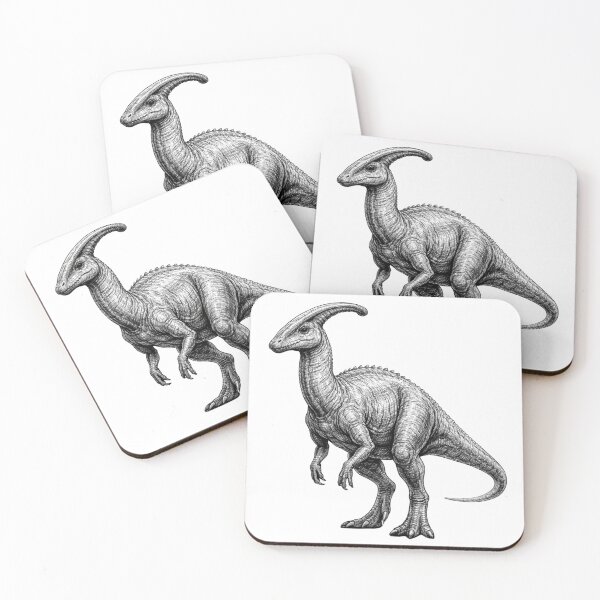 Item preview, Parasaurolophus – dark pencil sketch illustration designed and sold by Mac Sketches.