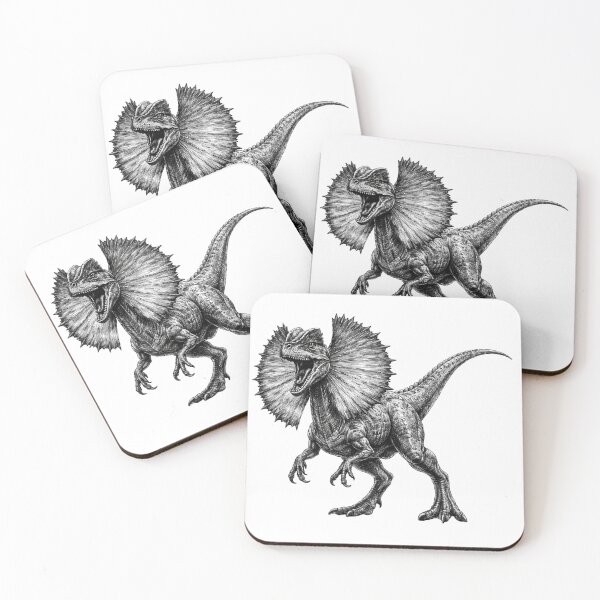 Item preview, Dilophosaurus – dark pencil sketch illustration designed and sold by Mac Sketches.