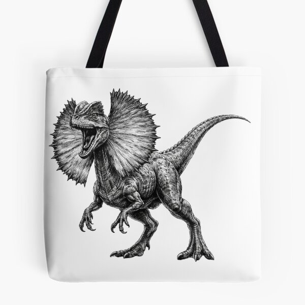 Item preview, Dilophosaurus – dark pencil sketch illustration designed and sold by Mac Sketches.