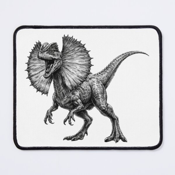Item preview, Dilophosaurus – dark pencil sketch illustration designed and sold by Mac Sketches.