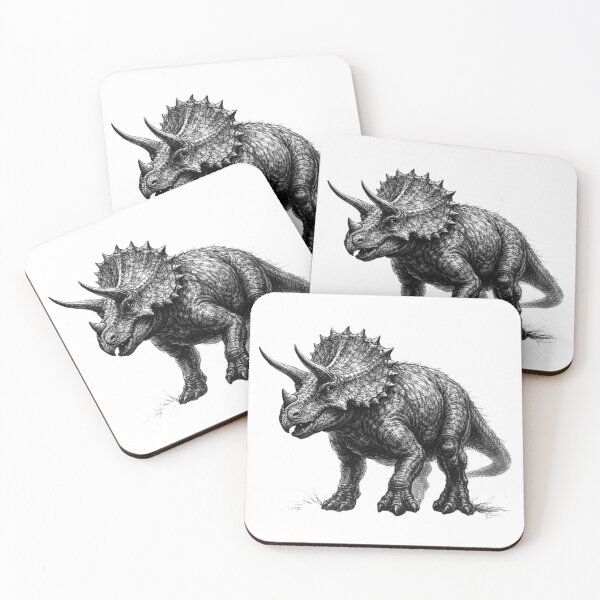 Item preview, Triceratops – dark pencil sketch illustration designed and sold by Mac Sketches.