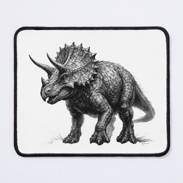 Item preview, Triceratops – dark pencil sketch illustration designed and sold by Mac Sketches.