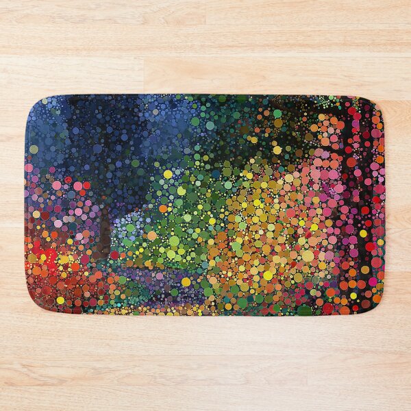Item preview, Blue, Green, Yellow and Pink Bushes at Night in a Polka Dot Forest designed and sold by Neika Shimm Designs.