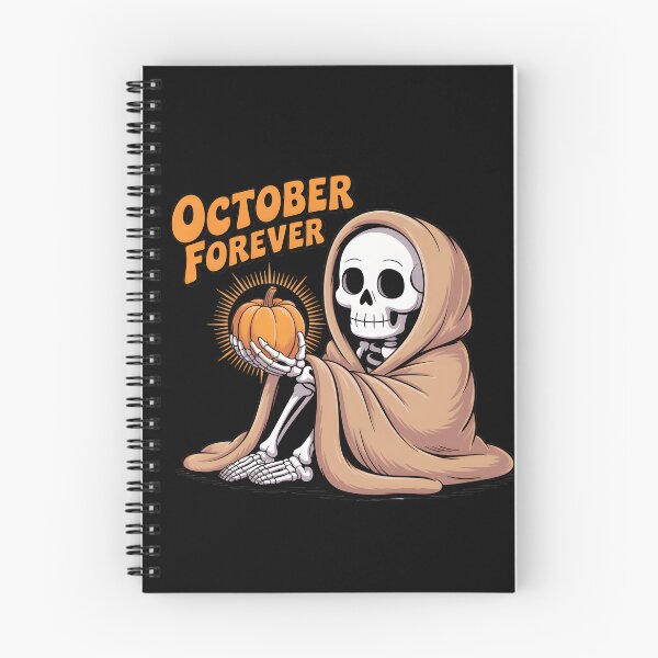 Item preview, October Forever Skeleton Holding Pumpkin – Cozy Spooky Halloween T-Shirt designed and sold by Raw Tigers.