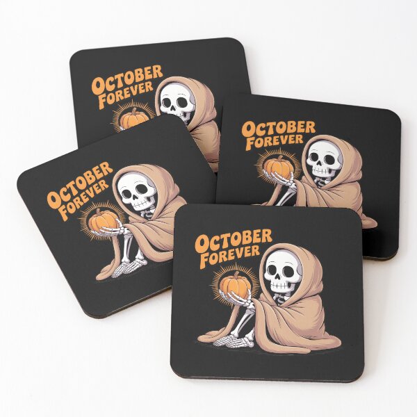 Item preview, October Forever Skeleton Holding Pumpkin – Cozy Spooky Halloween T-Shirt designed and sold by Raw Tigers.