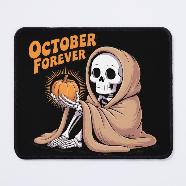 Item preview, October Forever Skeleton Holding Pumpkin – Cozy Spooky Halloween T-Shirt designed and sold by Raw Tigers.