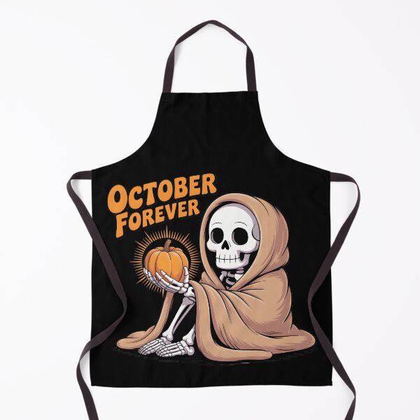 Item preview, October Forever Skeleton Holding Pumpkin – Cozy Spooky Halloween T-Shirt designed and sold by Raw Tigers.