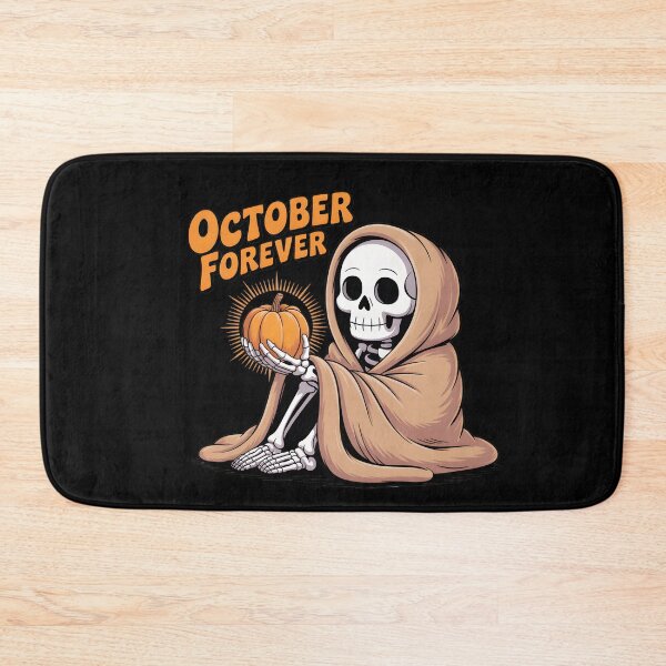 Item preview, October Forever Skeleton Holding Pumpkin – Cozy Spooky Halloween T-Shirt designed and sold by Raw Tigers.
