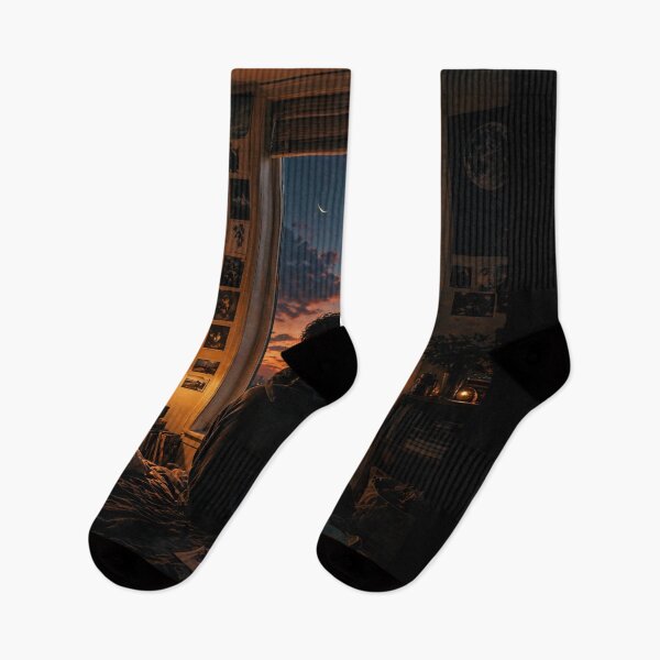 Item preview, Dreamer Teen Bedroom Window at Sunset – Moody Urban Night Aesthetic Poster designed and sold by DrizzyV.