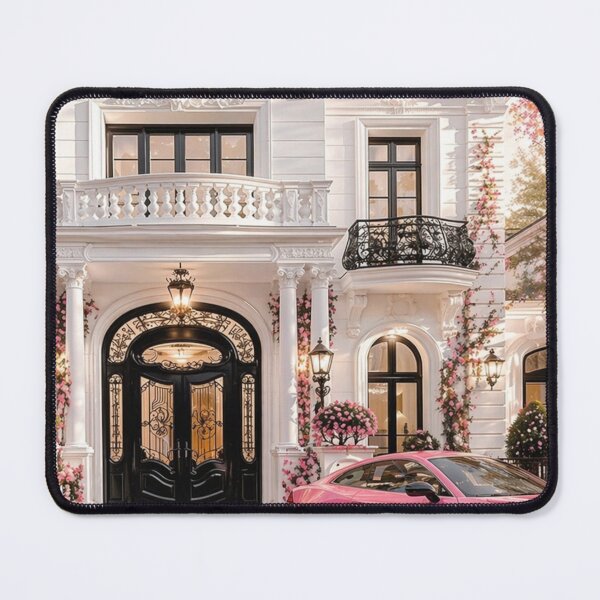 Item preview, Luxury Pink Mansion Entrance with Car designed and sold by AiHouses.