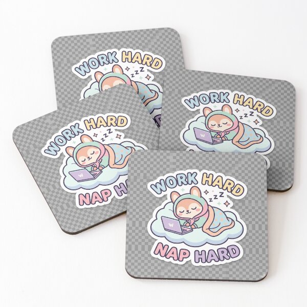 Item preview, Work Hard Nap Hard Funny Kawaii Shina Inu Sleeping Sticker designed and sold by R & K Fashions.