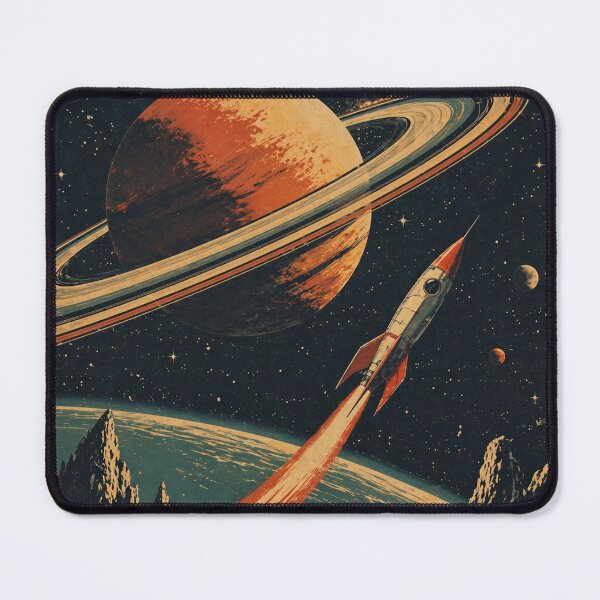 Item preview, Retro Space Rocket Poster – Vintage Sci-Fi Saturn and Galaxy Illustration designed and sold by DrizzyV.