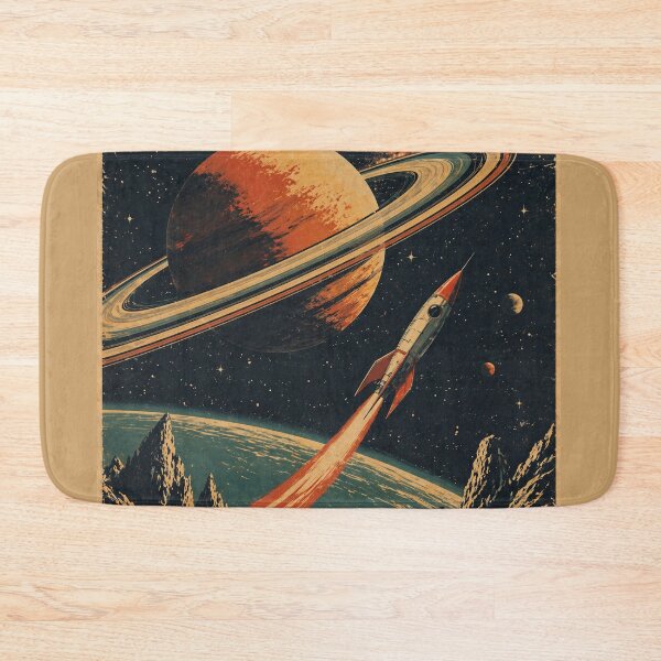 Item preview, Retro Space Rocket Poster – Vintage Sci-Fi Saturn and Galaxy Illustration designed and sold by DrizzyV.