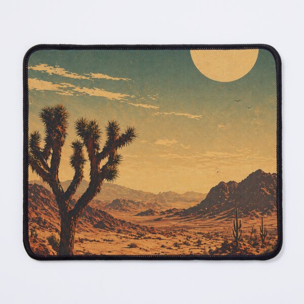 Item preview, Arid Desert Landscape Poster – Vintage Retro Desert Sun Illustration designed and sold by DrizzyV.