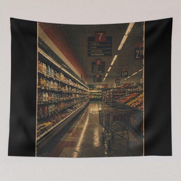 Item preview, Retro Supermarket Aisle Poster – Vintage Grocery Store Night Scene designed and sold by DrizzyV.