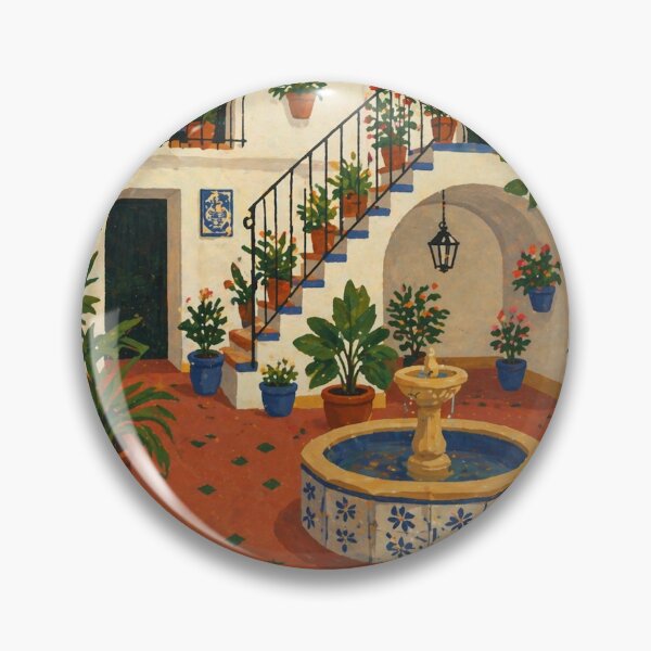 Item preview, Naïve Andalusian Patio Poster – Colorful Spanish Courtyard Illustration designed and sold by DrizzyV.