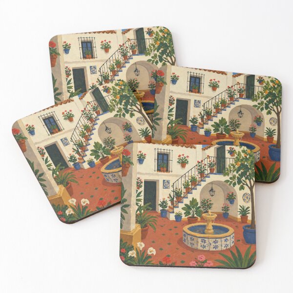 Item preview, Naïve Andalusian Patio Poster – Colorful Spanish Courtyard Illustration designed and sold by DrizzyV.