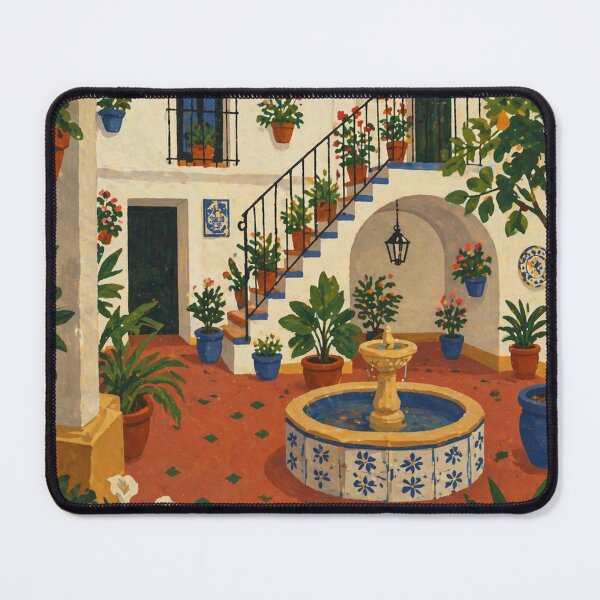 Item preview, Naïve Andalusian Patio Poster – Colorful Spanish Courtyard Illustration designed and sold by DrizzyV.