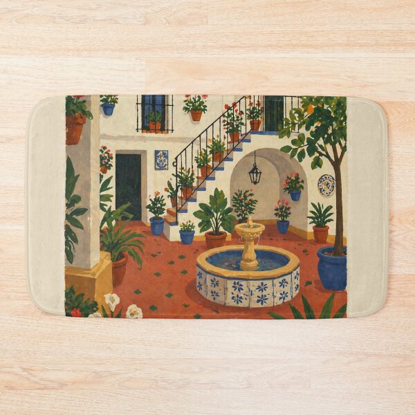 Item preview, Naïve Andalusian Patio Poster – Colorful Spanish Courtyard Illustration designed and sold by DrizzyV.