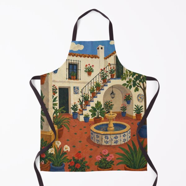 Item preview, Naïve Andalusian Patio Poster – Colorful Spanish Courtyard Illustration designed and sold by DrizzyV.
