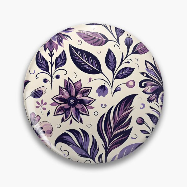 Item preview, Purple Botanical Folk Floral Pattern Art designed and sold by Apex Designs.
