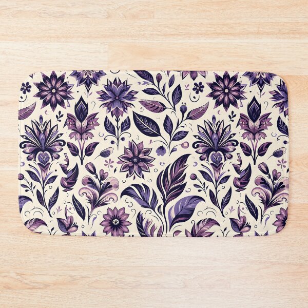 Item preview, Purple Botanical Folk Floral Pattern Art designed and sold by Apex Designs.