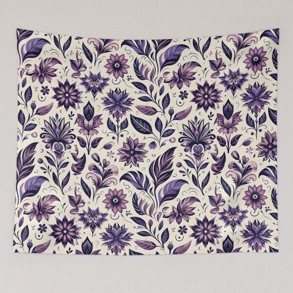 Item preview, Purple Botanical Folk Floral Pattern Art designed and sold by Apex Designs.