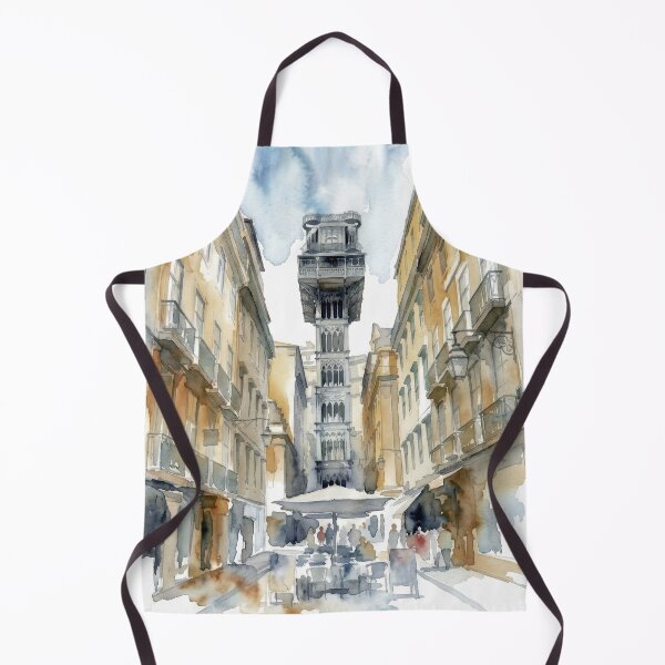 Item preview, Lisbon Street with Elevador de Santa Justa - Watercolor Painting designed and sold by caracatita75.