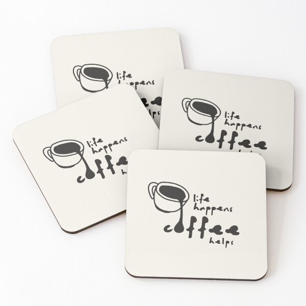Item preview, life happens coffee helps designed and sold by pints & pixels.