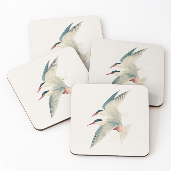 Item preview, Roseate Tern Duo I Japanese Woodblock Style Bird Art Print Koson designed and sold by BestVarieties.