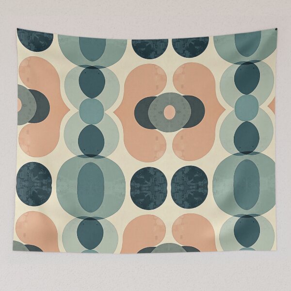 Item preview, Sage Teal Oval Abstract Mid-Century Pattern designed and sold by mittie101.