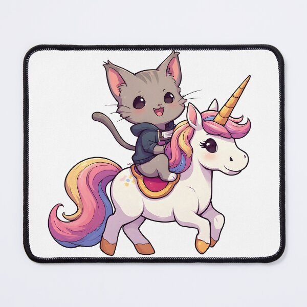 Item preview, Happy Kitten Riding a Colorful Unicorn – Cute Fantasy Cartoon designed and sold by Karolina’s Cozy Creations.