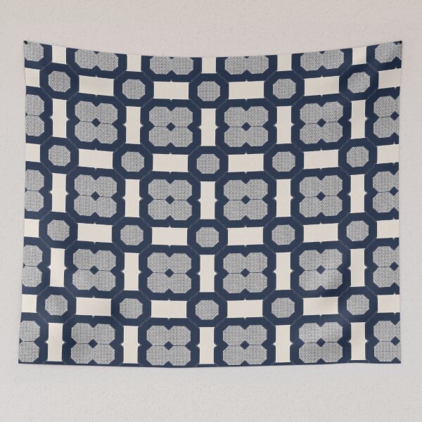 Item preview, Minimalistic `Modern Coastal Geometric Pattern Navy & Cream  designed and sold by PodXDesigns.