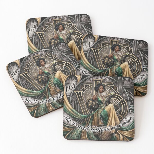 Item preview, Art Deco Woman Portrait Print 1934 Vintage Glamour Gold Wall Art designed and sold by Thedropartsrore.