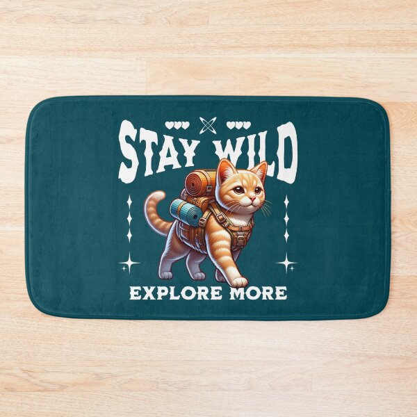 Item preview, Stay Wild, Explore More – Adventurous Hiking Cat Backpack Design designed and sold by Sachie's Studio.