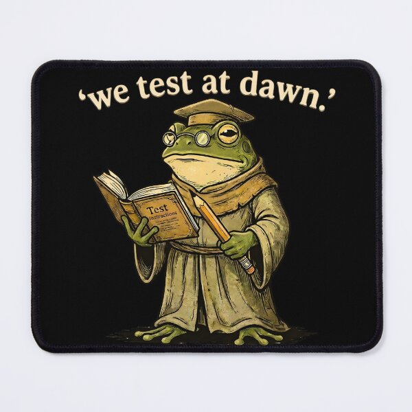 Item preview, We Test At Dawn Medieval Frog Teacher Meme Vintage Exam Humor Shirt designed and sold by LunaMagicStudio.