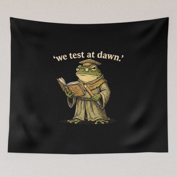 Item preview, We Test At Dawn Medieval Frog Teacher Meme Vintage Exam Humor Shirt designed and sold by LunaMagicStudio.
