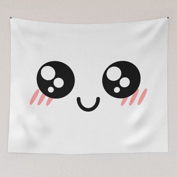 Item preview, Cute kawaii blushing smiling shiny eyes face designed and sold by BlushyPrint.