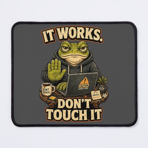 Item preview, It Works Don’t Touch It Frog – Funny Programmer Shirt, Coding Humor Meme, Developer Gift Idea designed and sold by NUVYStudio.