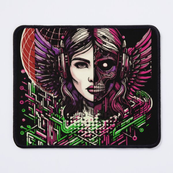 Item preview, Cyberpunk Angel Headphones AI Girl Futuristic Tech Music Art designed and sold by Creative Fashion Designs.