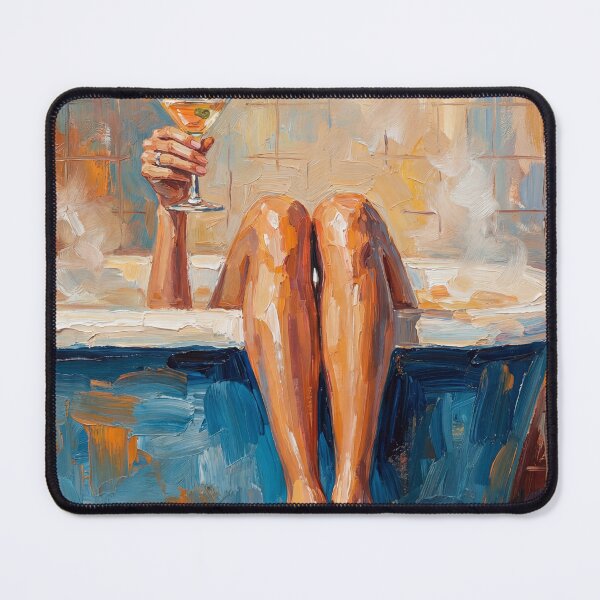 Item preview, Vintage Oil Painting Wall Art – Woman in Bathtub with Martini designed and sold by Modern3Art.