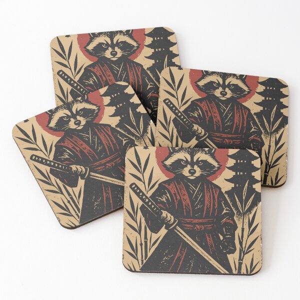 Item preview, The Master Samurai Raccoon - Vintage Japanese Sun & Warrior Art designed and sold by YYoYY.