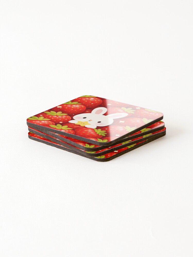 Thumbnail 4 of 5, Coasters (Set of 4), Starberry with Rabbit designed and sold by Ranasko.