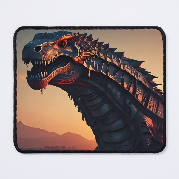 Item preview, Cyberpunk Dinosaur Mecha Art | Futuristic T-Rex Sci-Fi Sunset Illustration designed and sold by Bhaskar Digital Art.