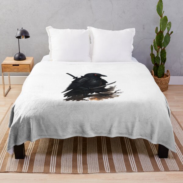 Item preview, Samurai Raven on Branch – Dark Warrior Bird Art designed and sold by WolfPixelRo.