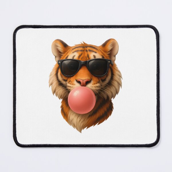 Item preview, Cool Tiger with Sunglasses and Bubblegum – Funny 3D Animal Art designed and sold by WolfPixelRo.