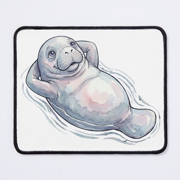 Item preview, Watercolor Manatee Floating Print Wildlife Illustration designed and sold by Tranquillatee.