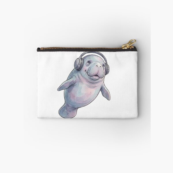 Item preview, Watercolor Manatee Headphones Print Wildlife Illustration designed and sold by Tranquillatee.
