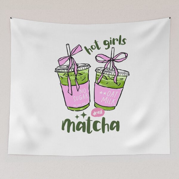 Item preview, Hot Girls Drink Matcha Oat Milk Coquette Bows designed and sold by krystalRomanart.
