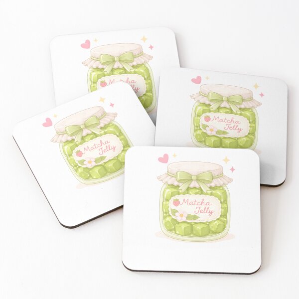 Item preview, Cute Matcha Jelly Cubes In Aesthetic Jar designed and sold by krystalRomanart.